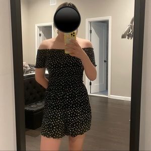 Lottie Moss Smocked Off The Shoulder Romper